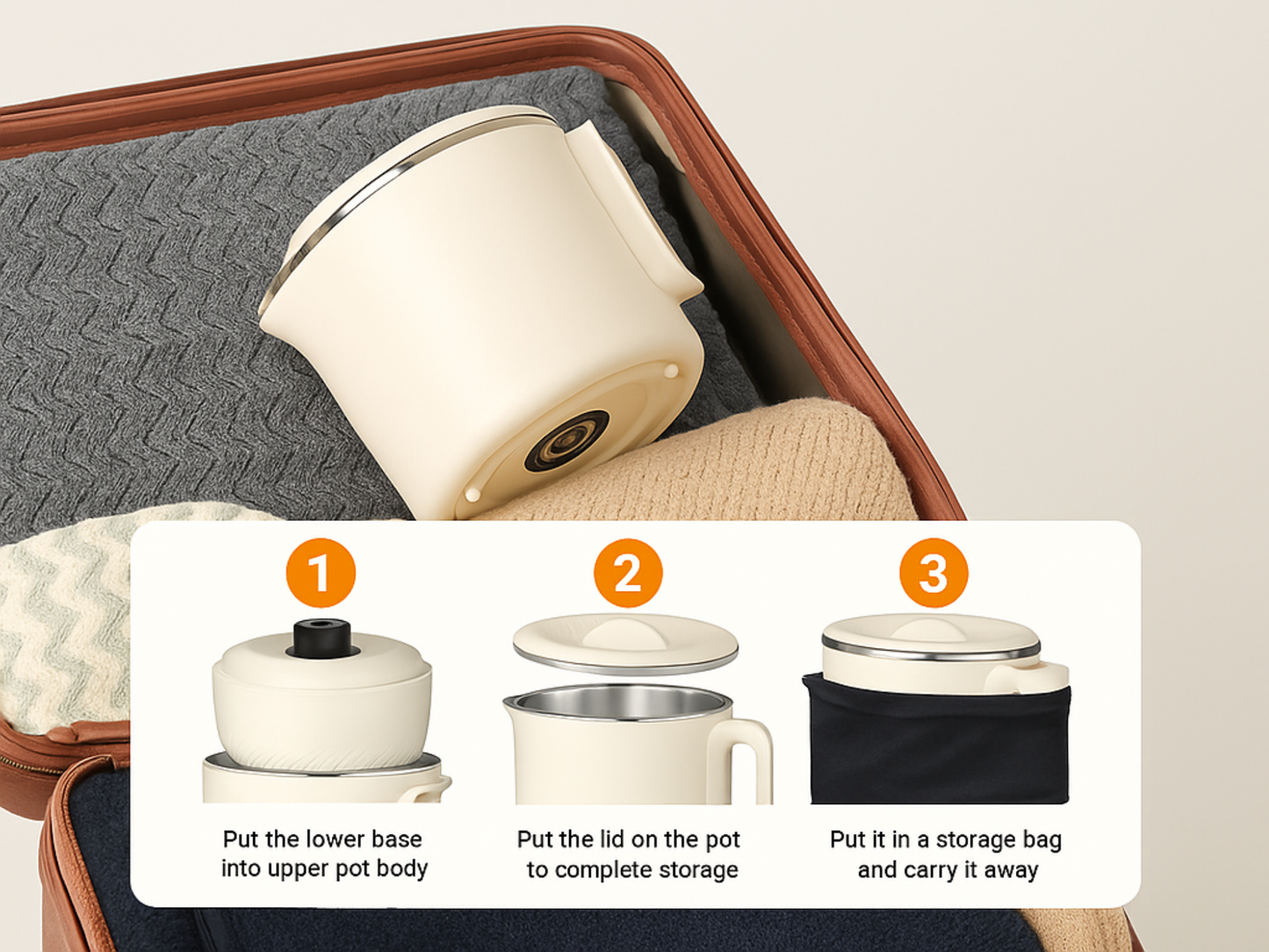 2025 New 3 in 1 Multifunctional Rice Cooker Portable Small Travel Electric Kettle Household Foldable Electric Cooker Hot Pot